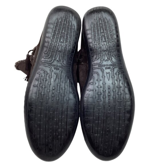 Stuart Weitzman Suede Mid-Calf Tassel Womens 10.5M Boots Zip Faux Fur Brown - Picture 9 of 14